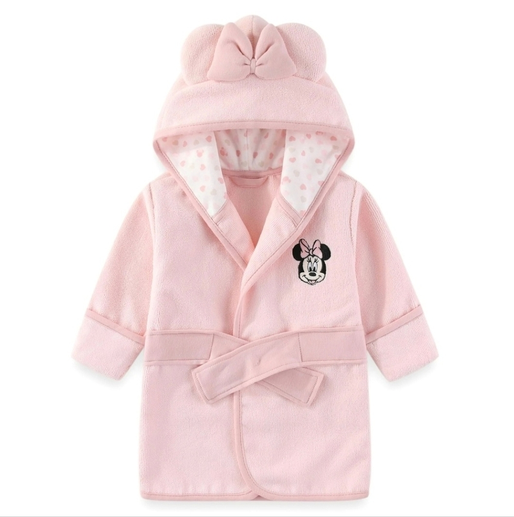 Disney Minnie Mouse Hooded Towel Bathrobe with Ears (Baby Girls), One Size 12M